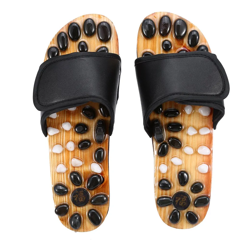 Acupressure Foot Massager Slippers for Women Men, Reflexology Naturopathy Foot Massage Sandals, Stimulated Pressure Points, Boosts Health and Relief Foot Pain (38-Black) 38 Black