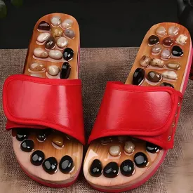 Acupressure Slippers Natural Stone Slippers (Red)