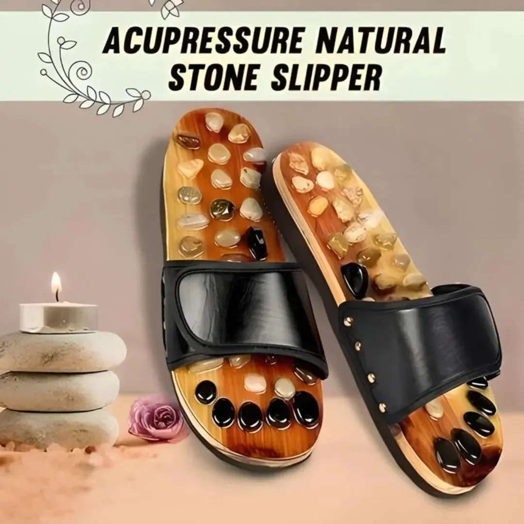 Acupressure Slippers Natural Stone Slippers (Red)