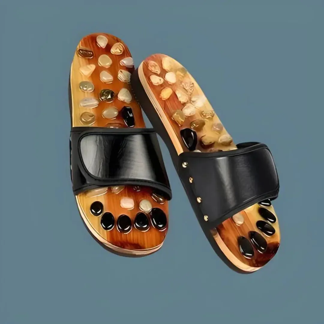 Acupressure Slippers Natural Stone Slippers (Red)