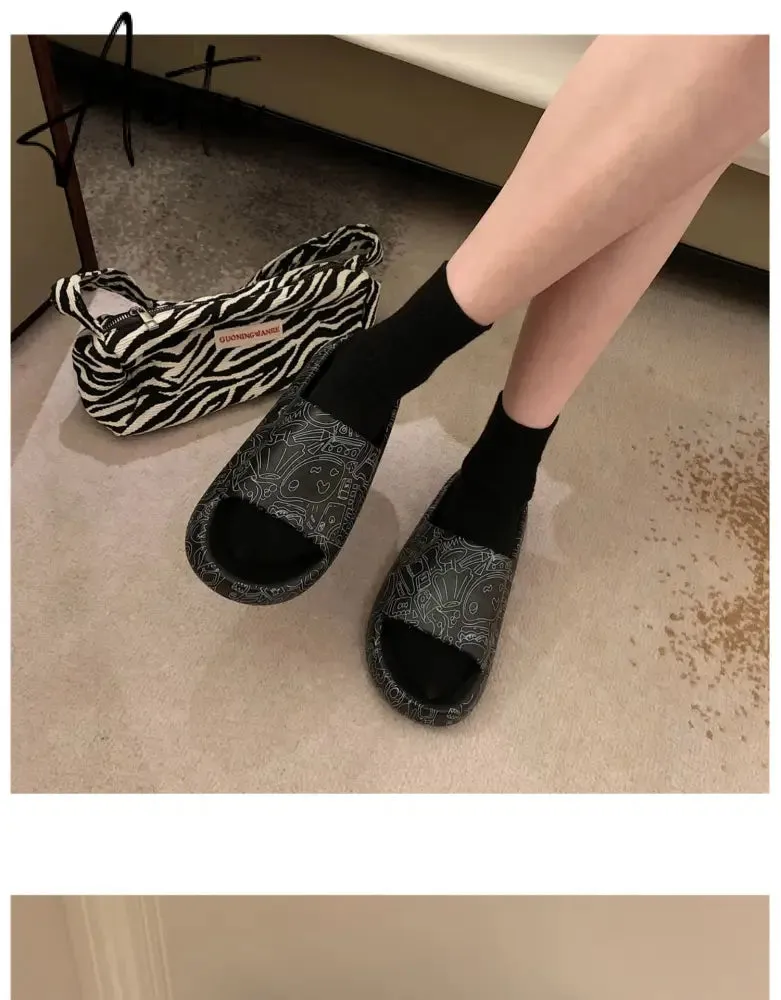 Aiertu Woman Fashion Streetwear Slippers Solid Color Simple Slippers Anti-Slip Bathroom Slippers For Women Girls Minimalist Sandals