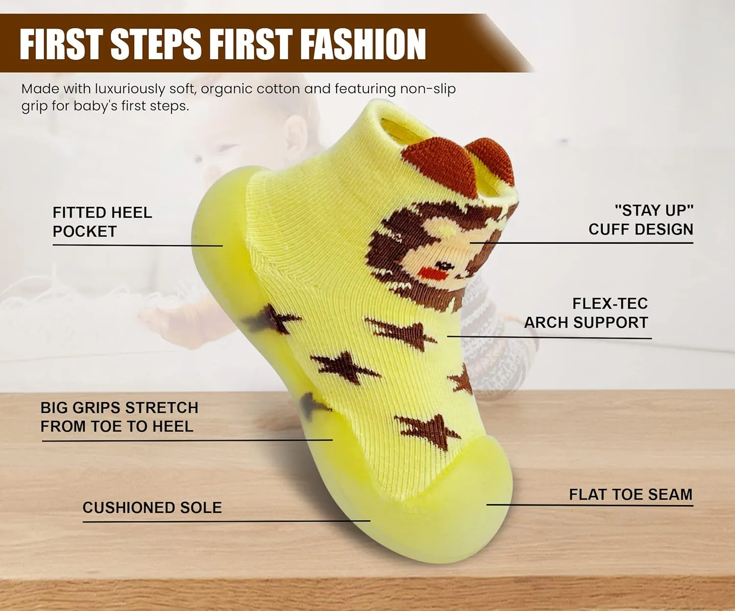 Baby Sock Shoes Boys Girls First Walking Shoes Non-Slip Slippers Soft Sole Sneakers Toddler Infant Babygirl