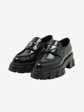 Black leather chunky loafers - size EU 36.5