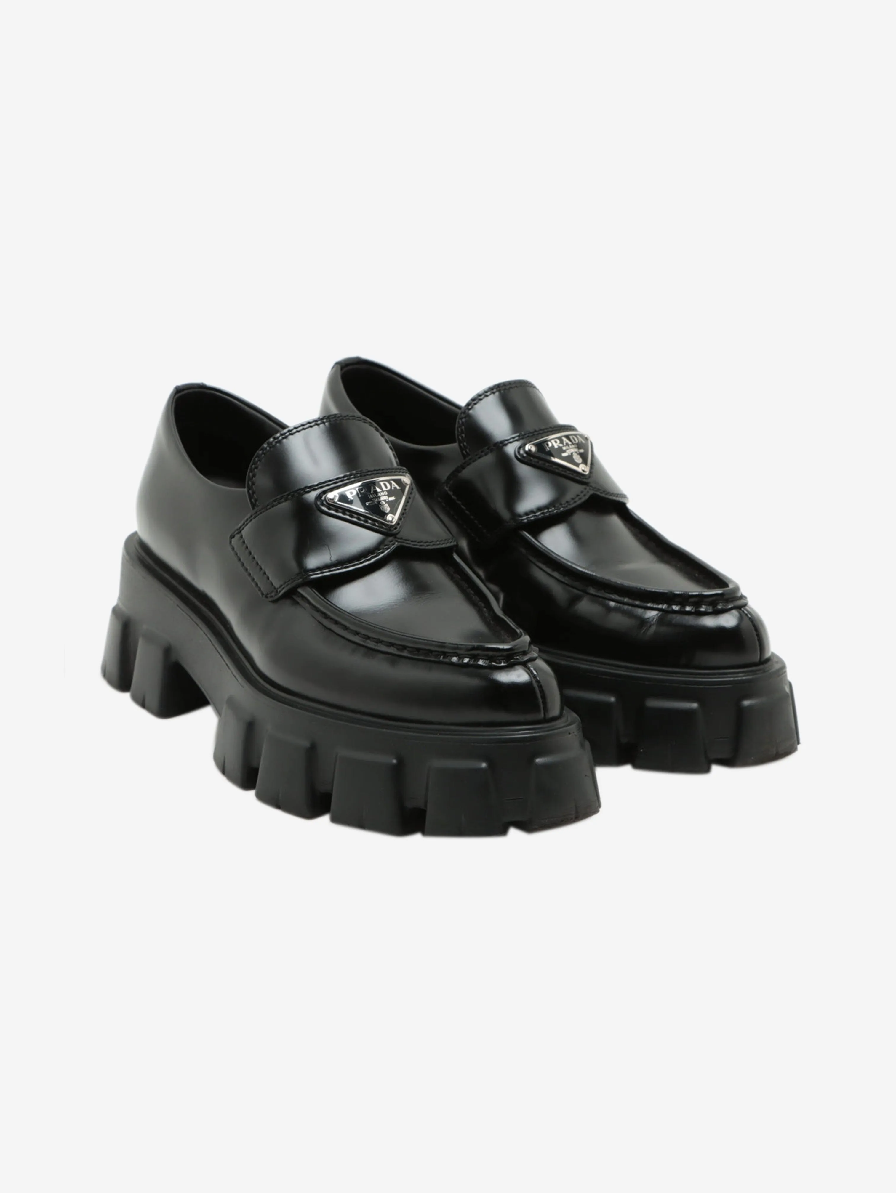 Black leather chunky loafers - size EU 36.5
