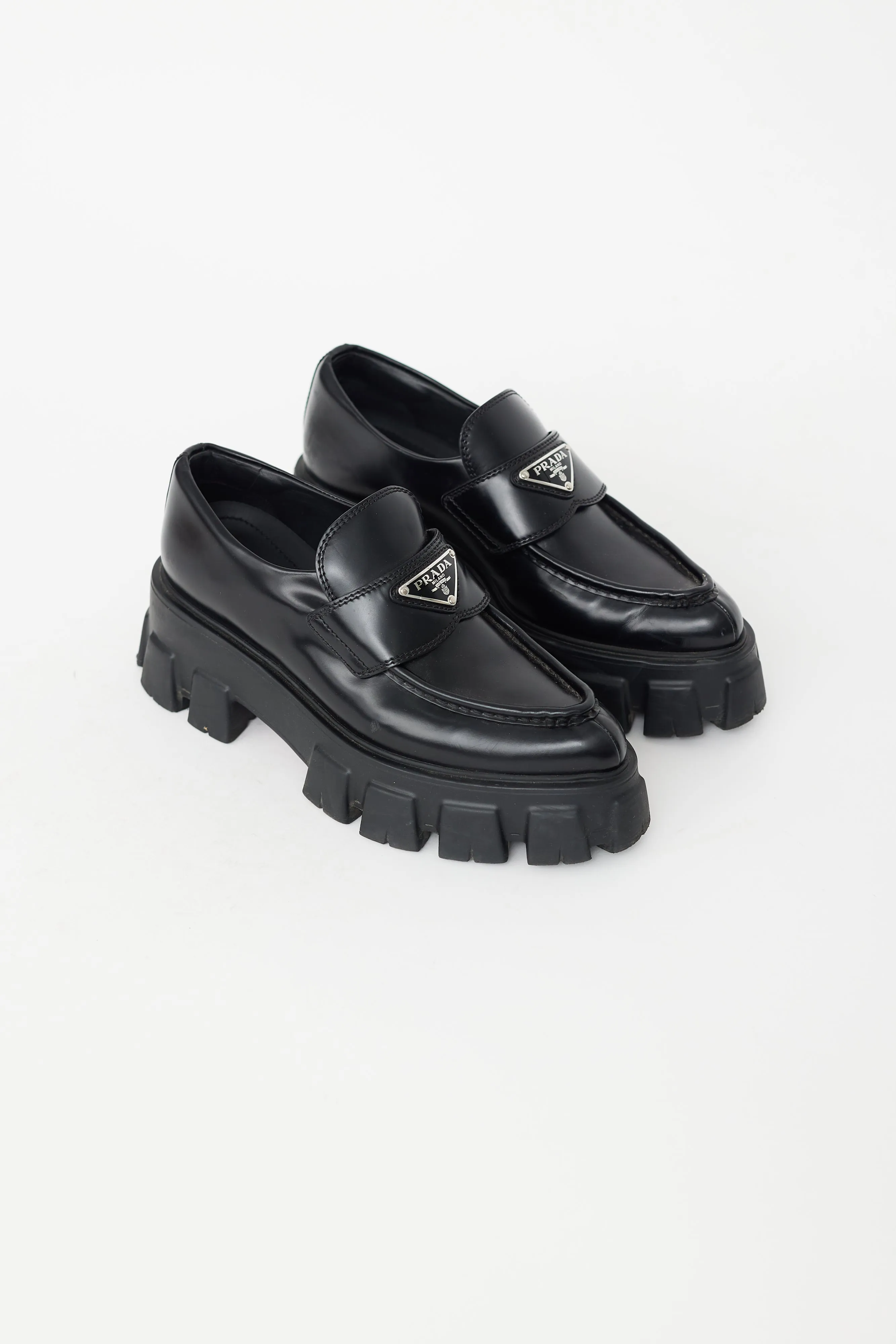 Black Leather Logo Monolith Loafer