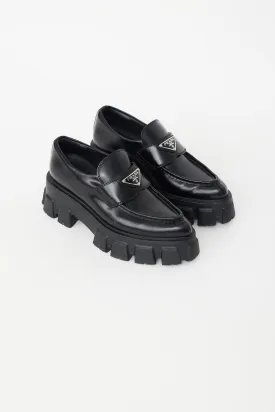 Black Leather Logo Monolith Loafer