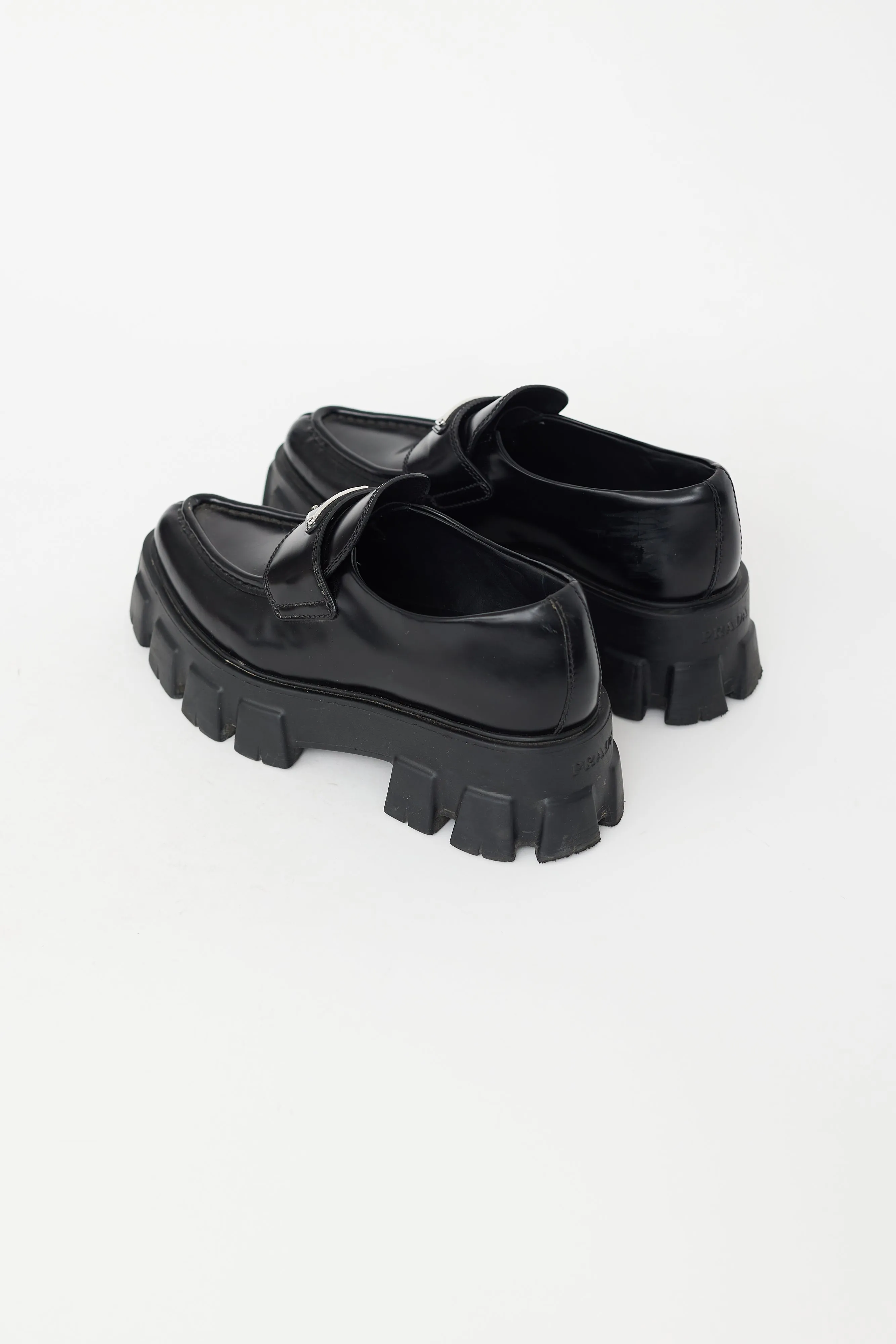 Black Leather Logo Monolith Loafer