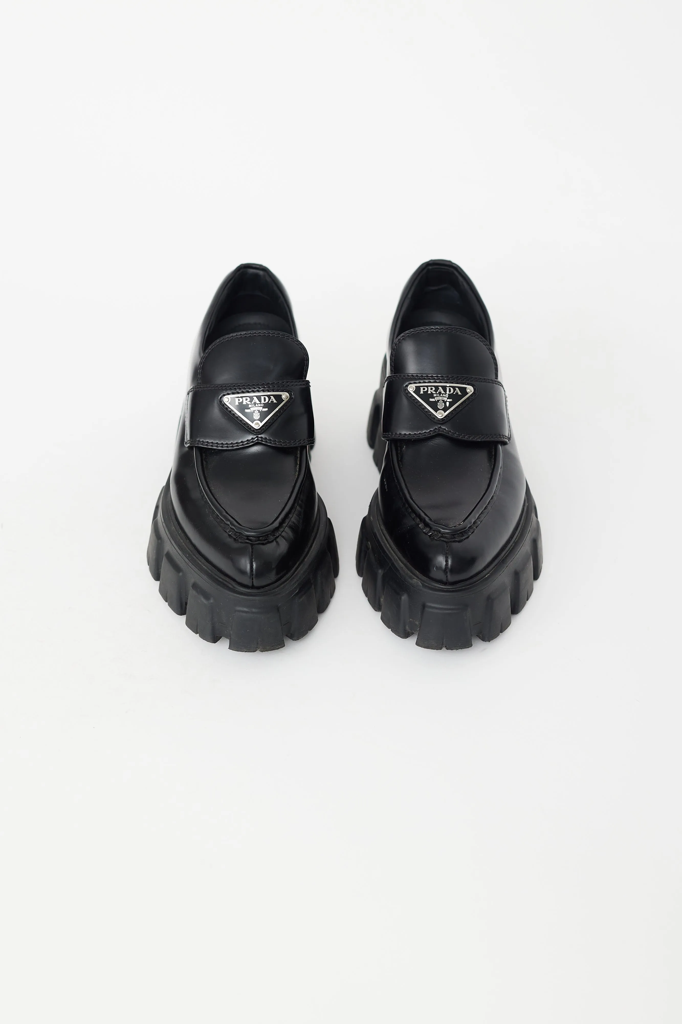 Black Leather Logo Monolith Loafer