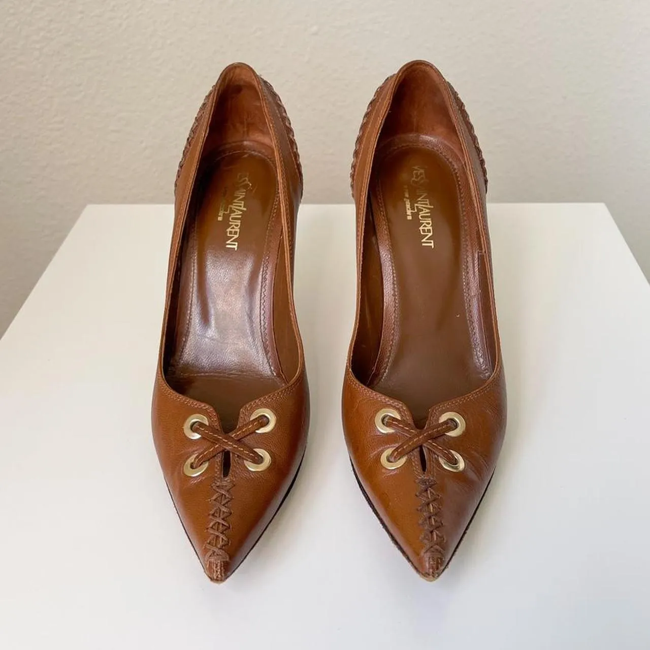 Brown Leather YSL Heels