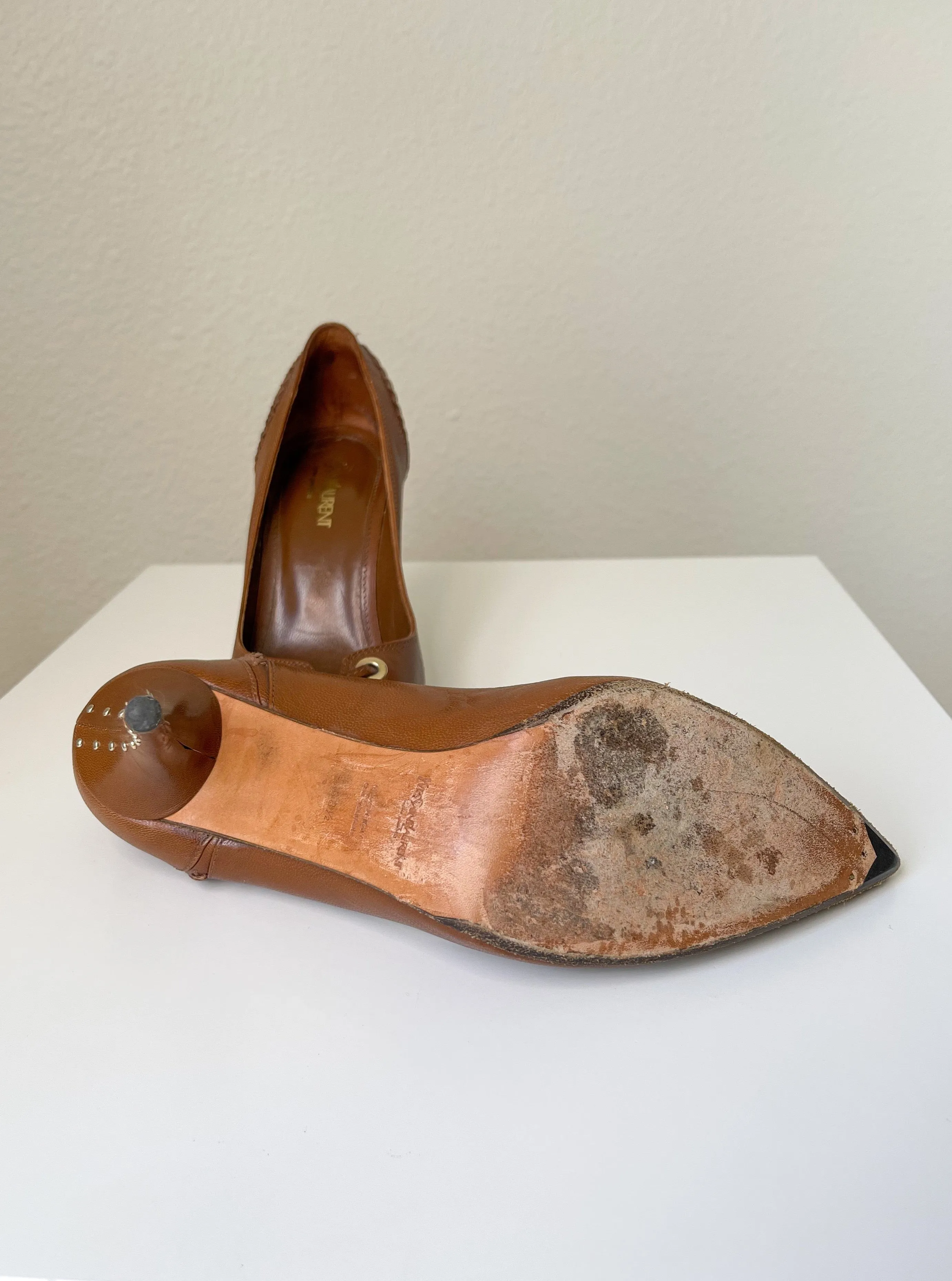 Brown Leather YSL Heels