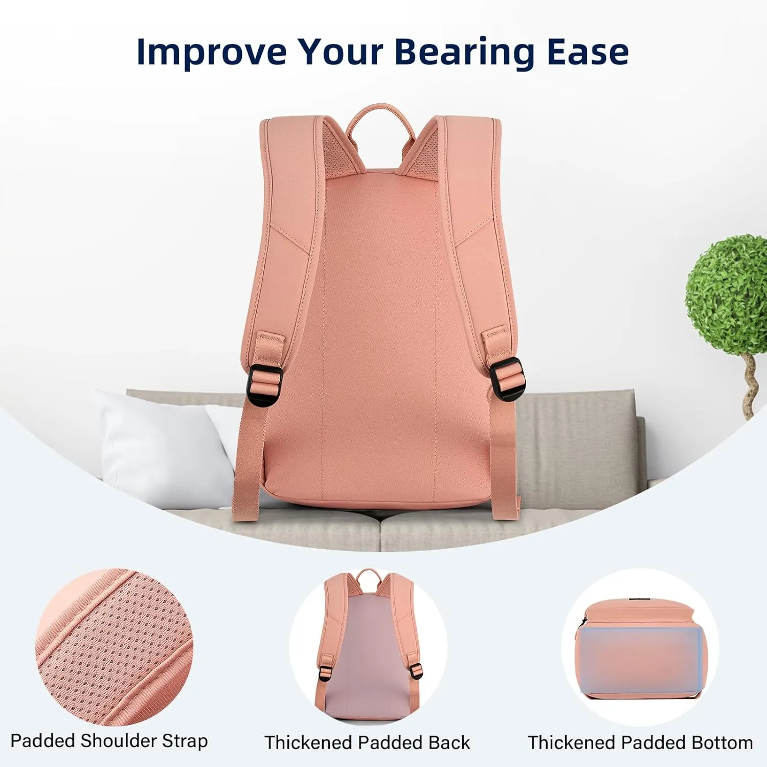 Carry On Travel Backpack For Men Women, 13 Inch Small Mini Work Bag Personal Item Backpacks, Camping Back Pack Lightweight Hiking Daypack For Office Nurse Commuter (Pink)