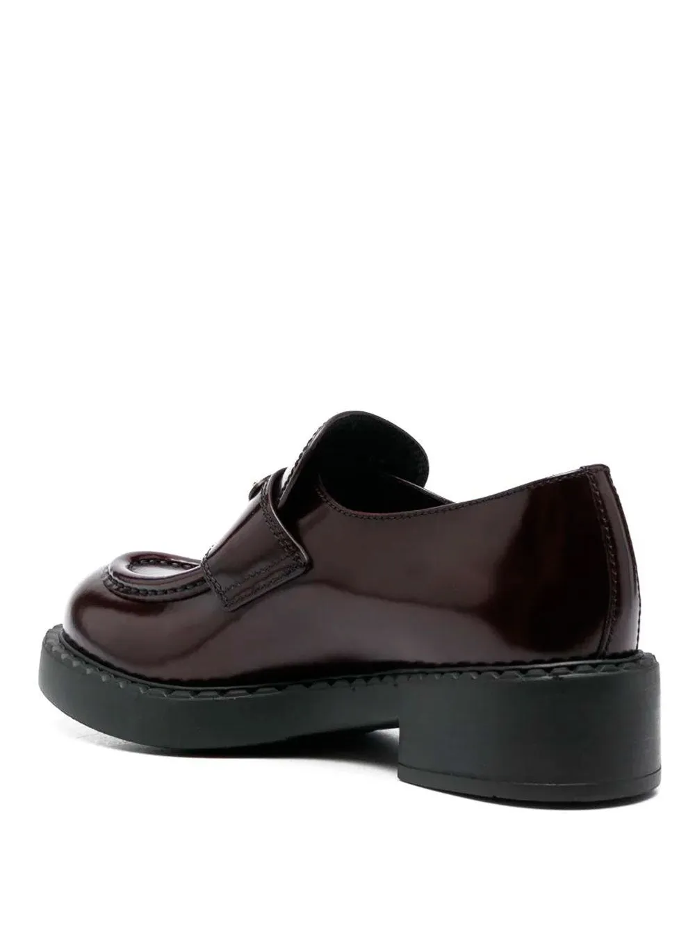 Chocolate patent leather loafers