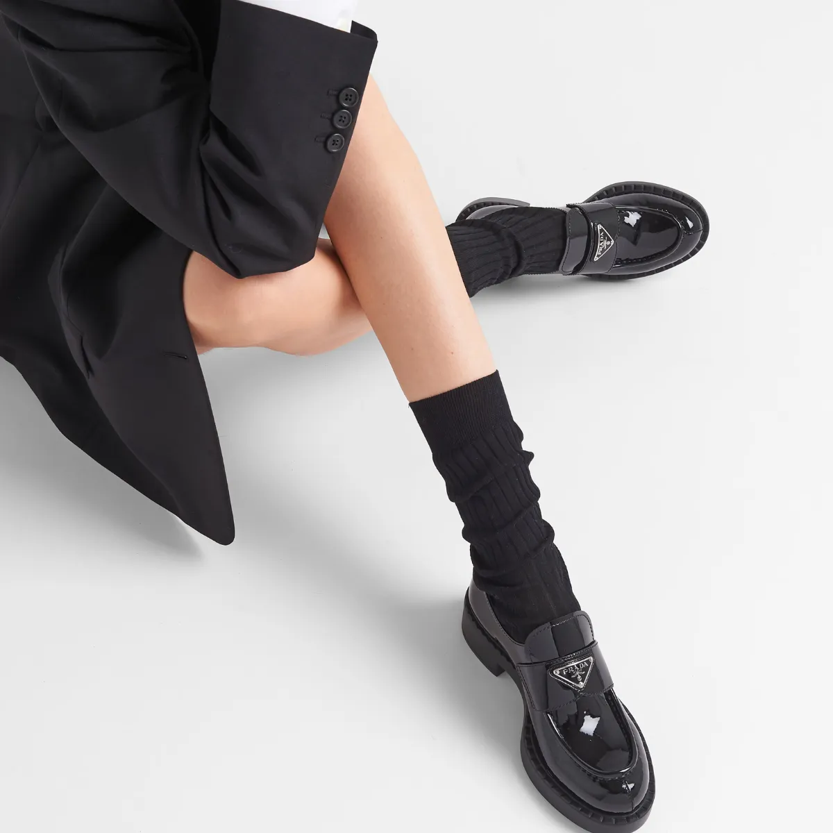 Chocolate patent leather loafers