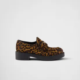 Chocolate printed leather loafers