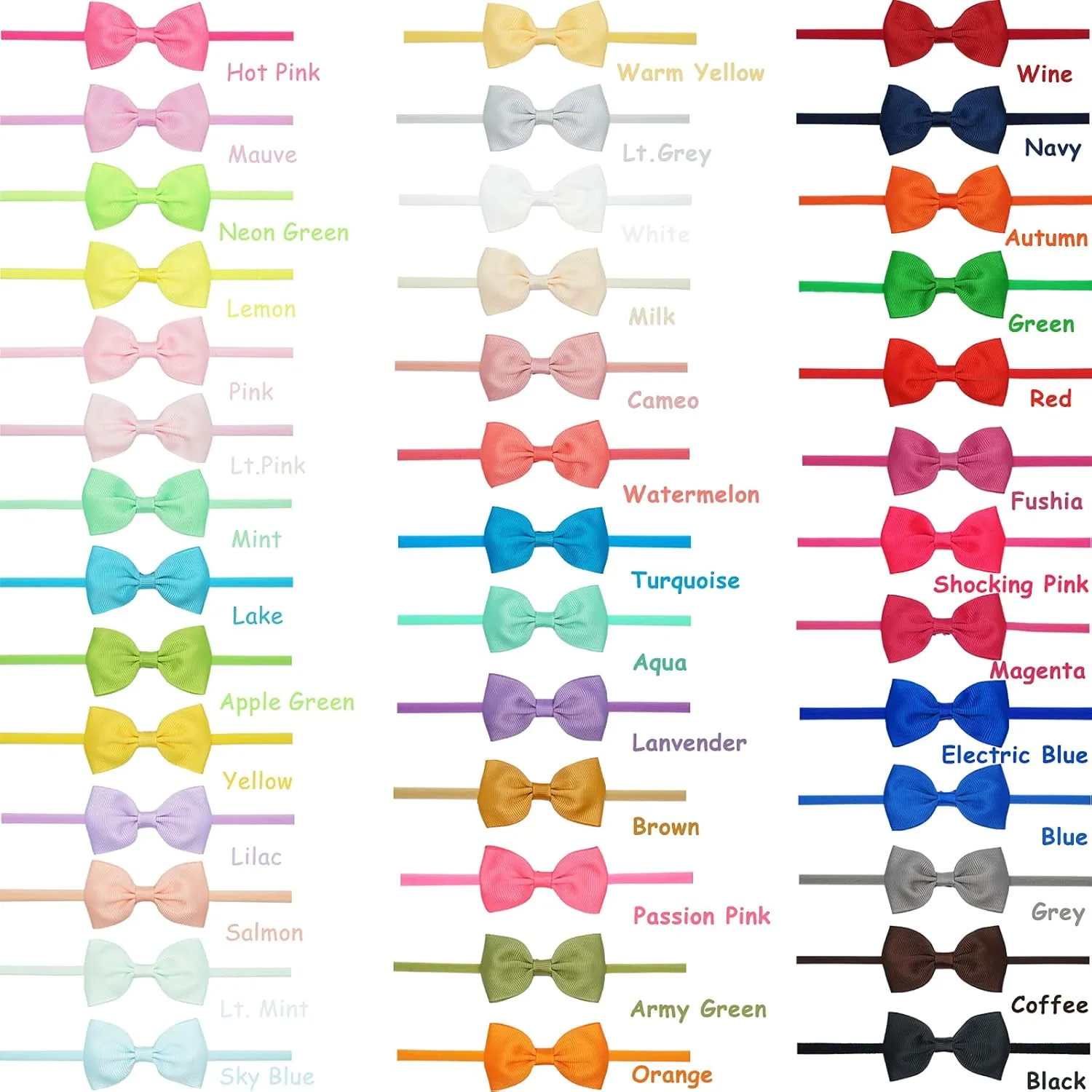 C??LLOT 40 Colors Baby Bow Headbands 2.75" Hair Bows Super Soft Nylon Headbands for Baby Girls Infants preemie and Newborn Kids Hair Accessories
