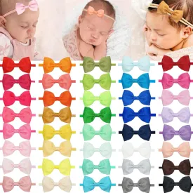 C??LLOT 40 Colors Baby Bow Headbands 2.75" Hair Bows Super Soft Nylon Headbands for Baby Girls Infants preemie and Newborn Kids Hair Accessories