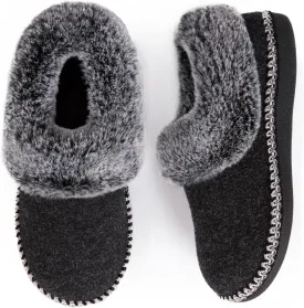 EverFoams Women's Bootie Slippers Warm Soft Comfy Memory Foam Non-slip Indoor House Shoes with Fluffy Collar