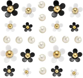 Flower Shoe Charms for Clog Sandals Bracelets Accessories Decoration, Summer Cute Daisy Pearl Shoes Charm for Adults Women Birthday Party Favor