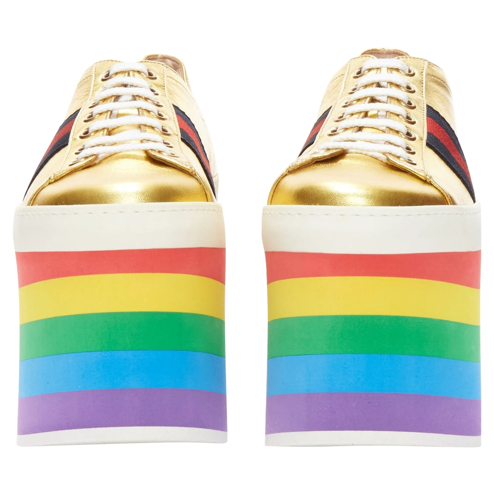 Gucci Alessandro Michele Peggy rainbow web platform sneakers