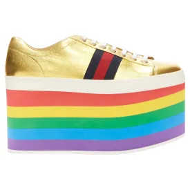 Gucci Alessandro Michele Peggy rainbow web platform sneakers