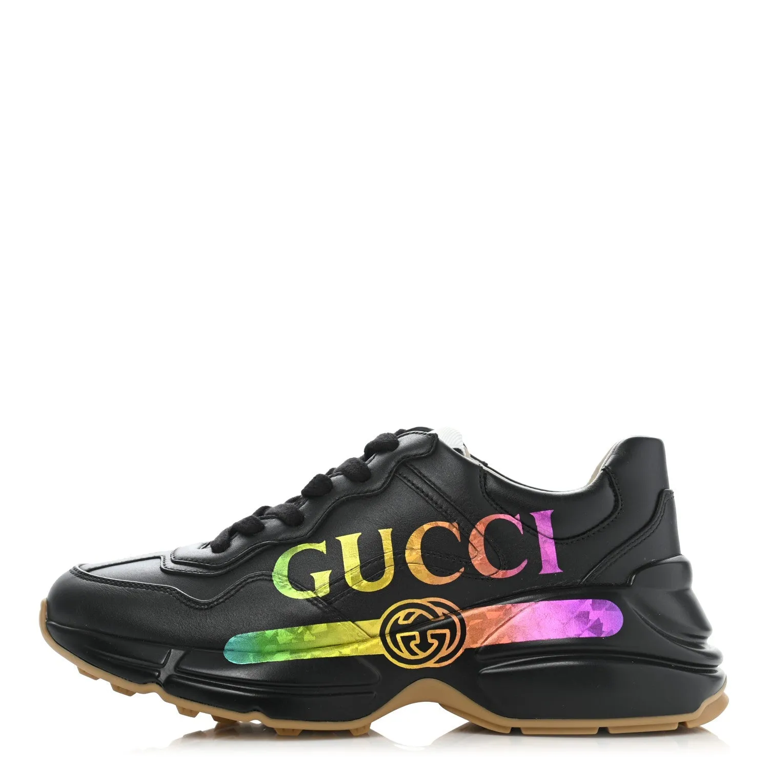 Gucci Black Leather Python Gucci Logo Sneakers