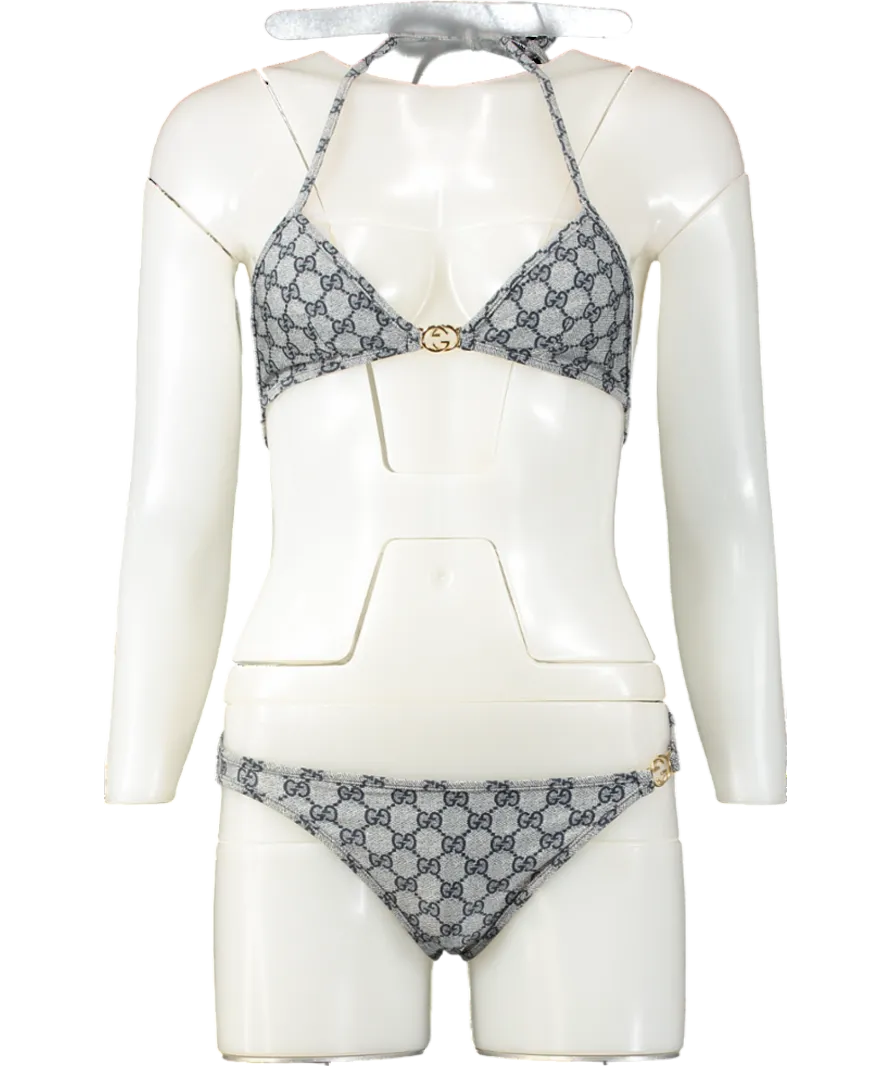 Gucci Blue / Gold Hardware Gg Stretch Jersey All Over Logo Bikini UK XS