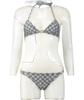 Gucci Blue / Gold Hardware Gg Stretch Jersey All Over Logo Bikini UK XS