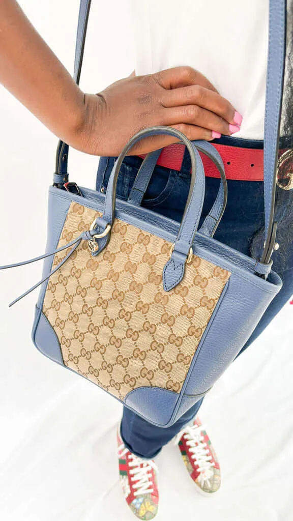 Gucci Canvas Blue Mini Canvas Tote Bag