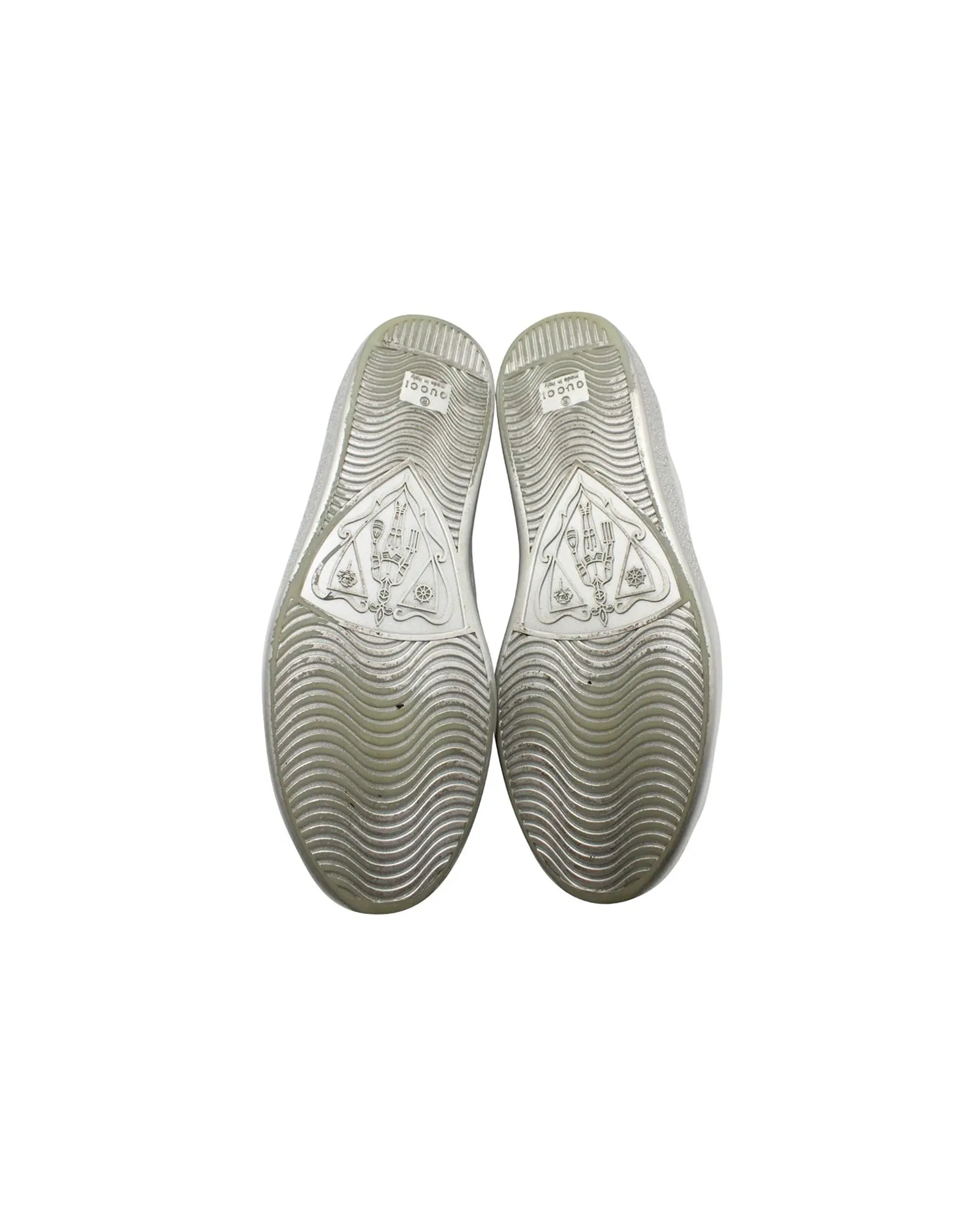 Gucci Glitter Ace Sneakers in Silver Leather