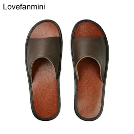 Leather slippers couple indoor non-slip men women home fashion