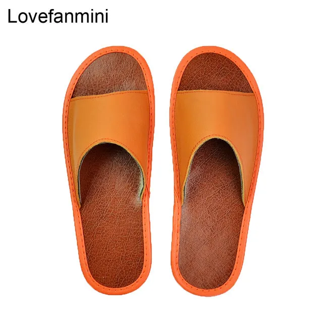 Leather slippers couple indoor non-slip men women home fashion