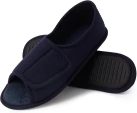 Magtoe Adjustable Open Toe Indoor Slippers Diabetic House Shoes with Hook and Loop for Men and Women Memory Home Slippers