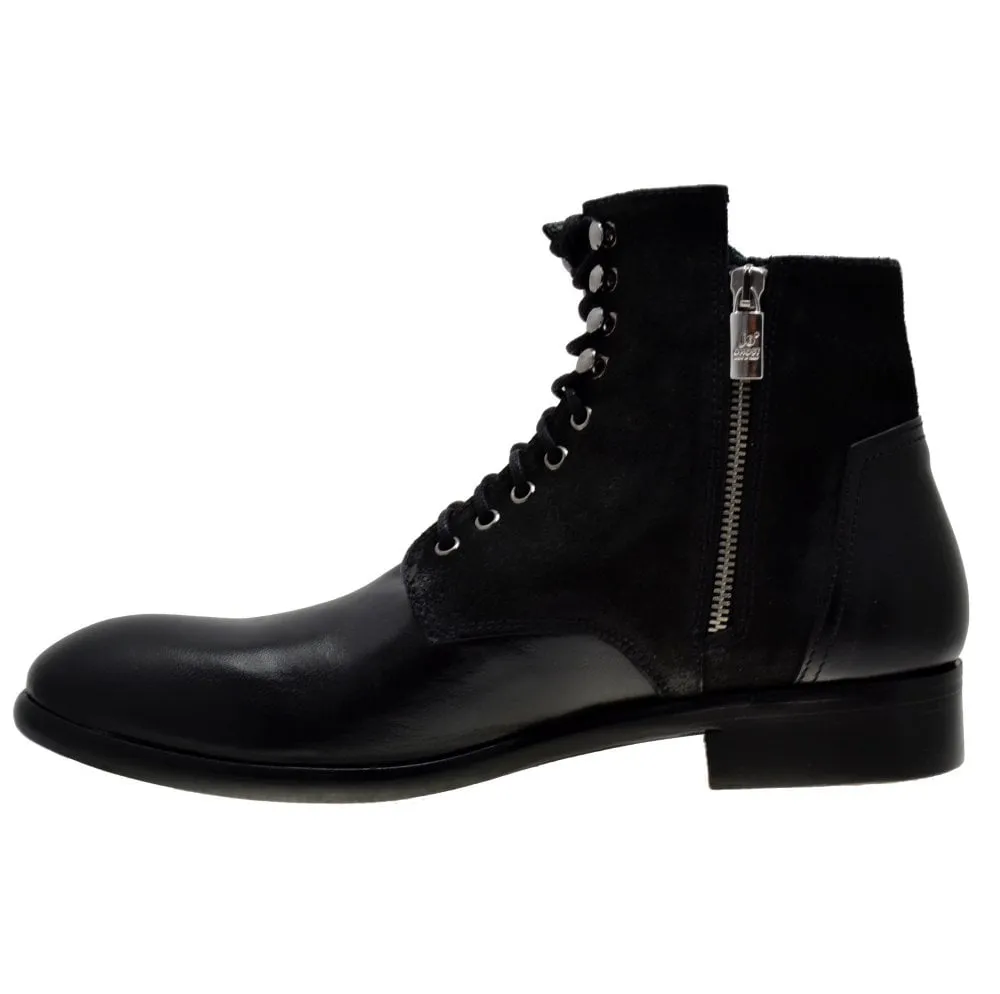 Men's Italian Shoes Jo Ghost 1728 Black Leather Lace-up Ankle Boots last pairs sizes 42 43