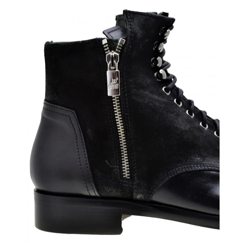 Men's Italian Shoes Jo Ghost 1728 Black Leather Lace-up Ankle Boots last pairs sizes 42 43