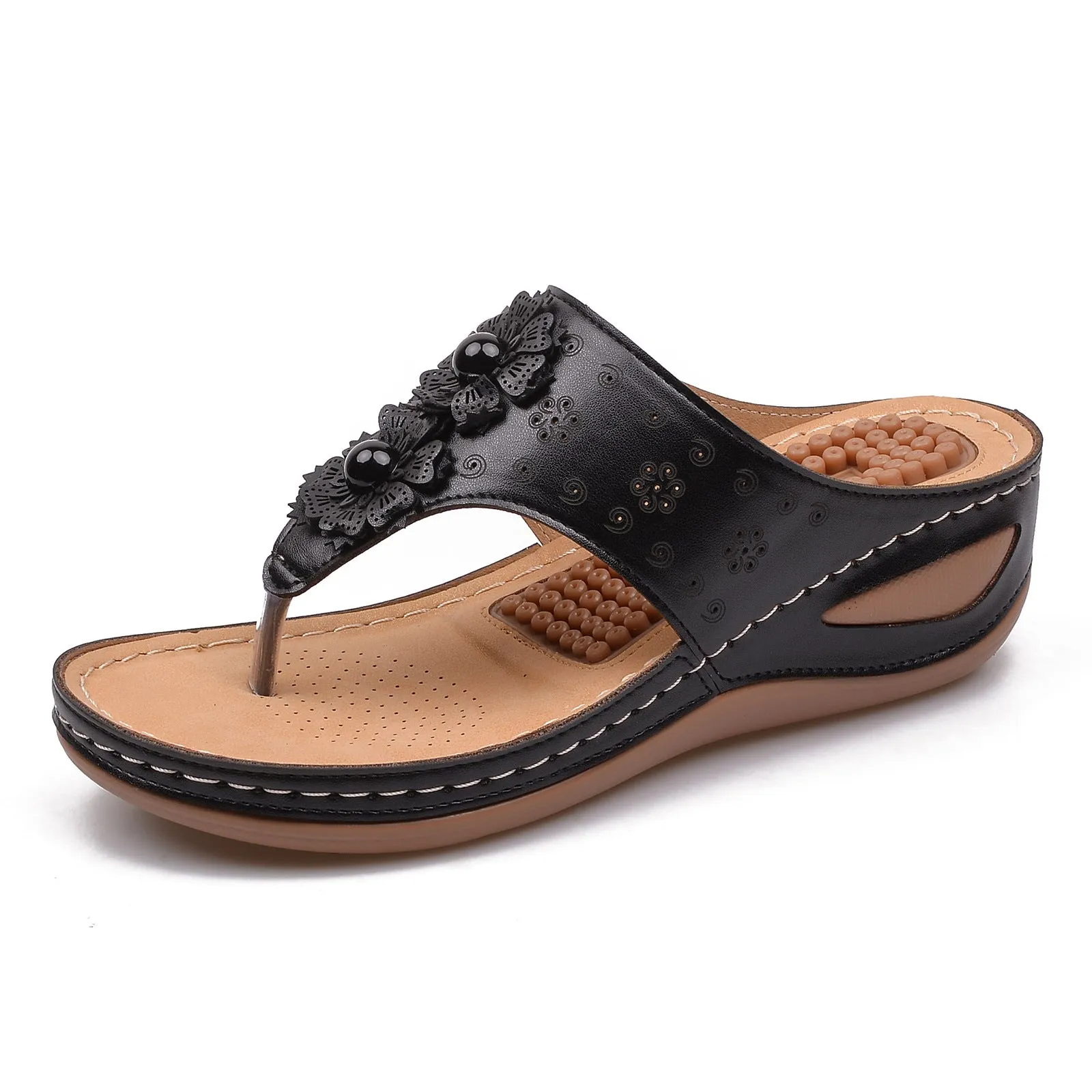 OCW Women Orthopedic Sandal Arch Support Breathable Massage Anti Skid Flower Casual Sandal