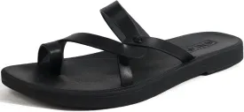 ONCAI Flat Sandals for Women Trendy Square Open Split-Toe Ring Summer Dressy Cross Strappy Slides Sandles with Slip-on Rubber Soles