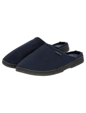 Rickman Mule Slippers with Brushed Check Lining in Navy - Tokyo Laundry