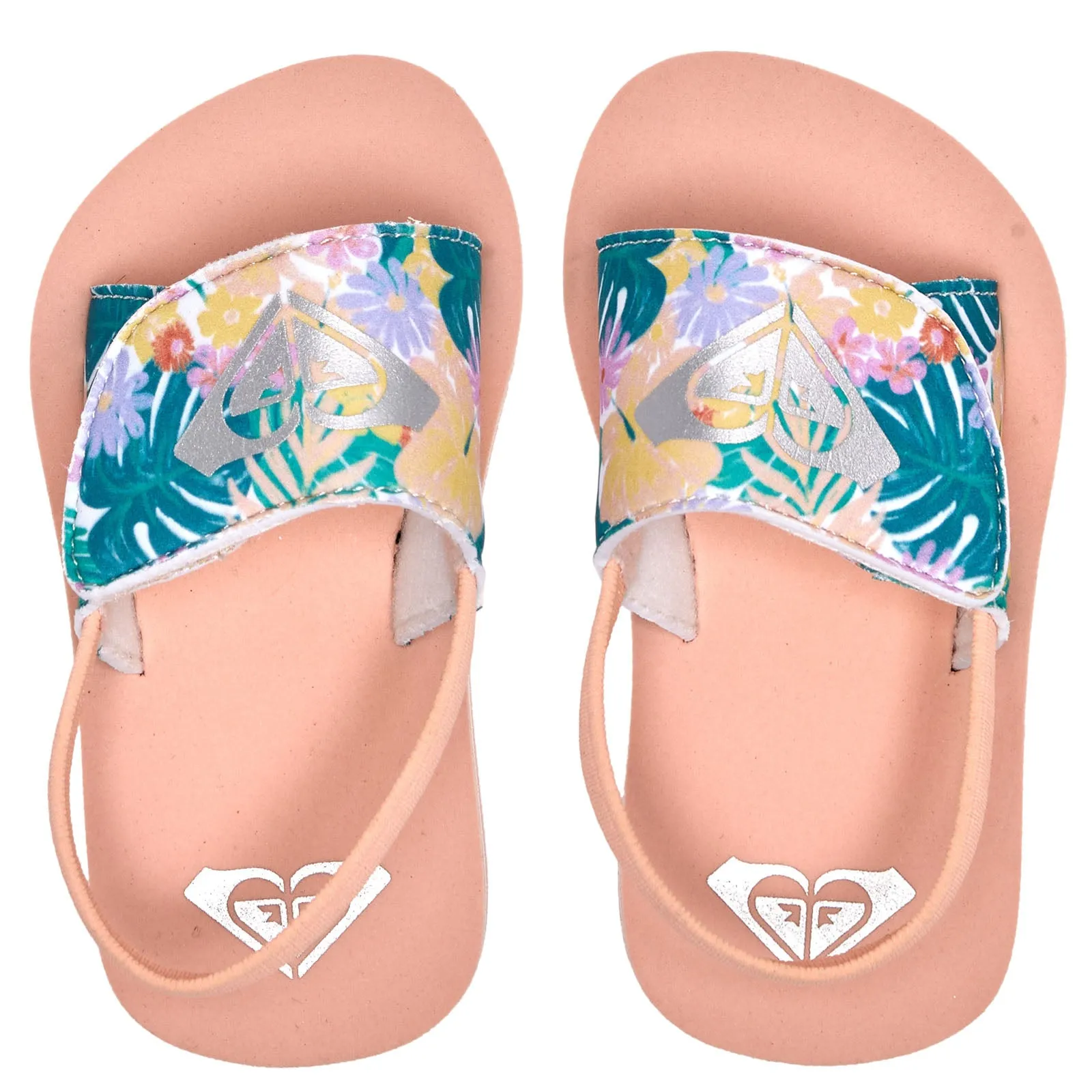 Roxy Infant Kids Finn Strappy Floral Flip Flops Sandals