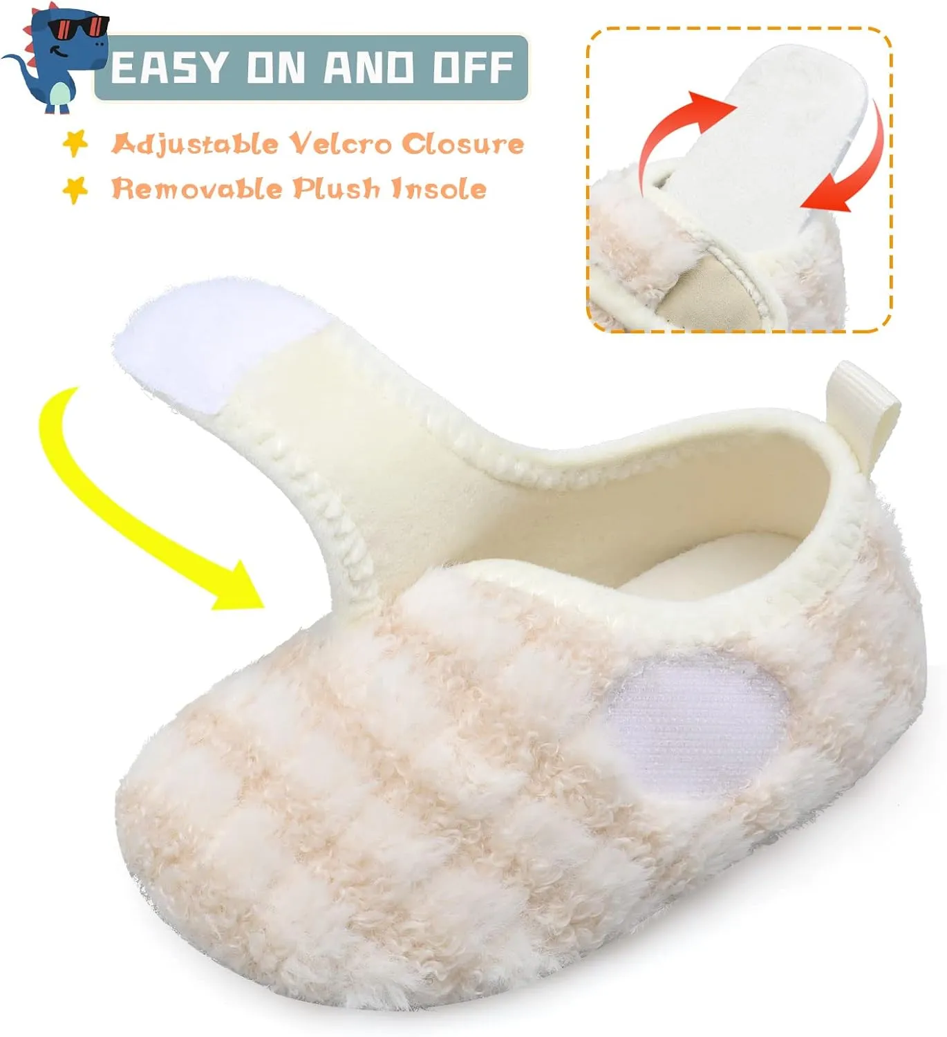 Scurtain Toddler Warm Winter House Slippers Baby Boys Girls Indoor Home Slippers Cozy Lightweight Non-Slip Shoes For Infant Kids Plush Linned