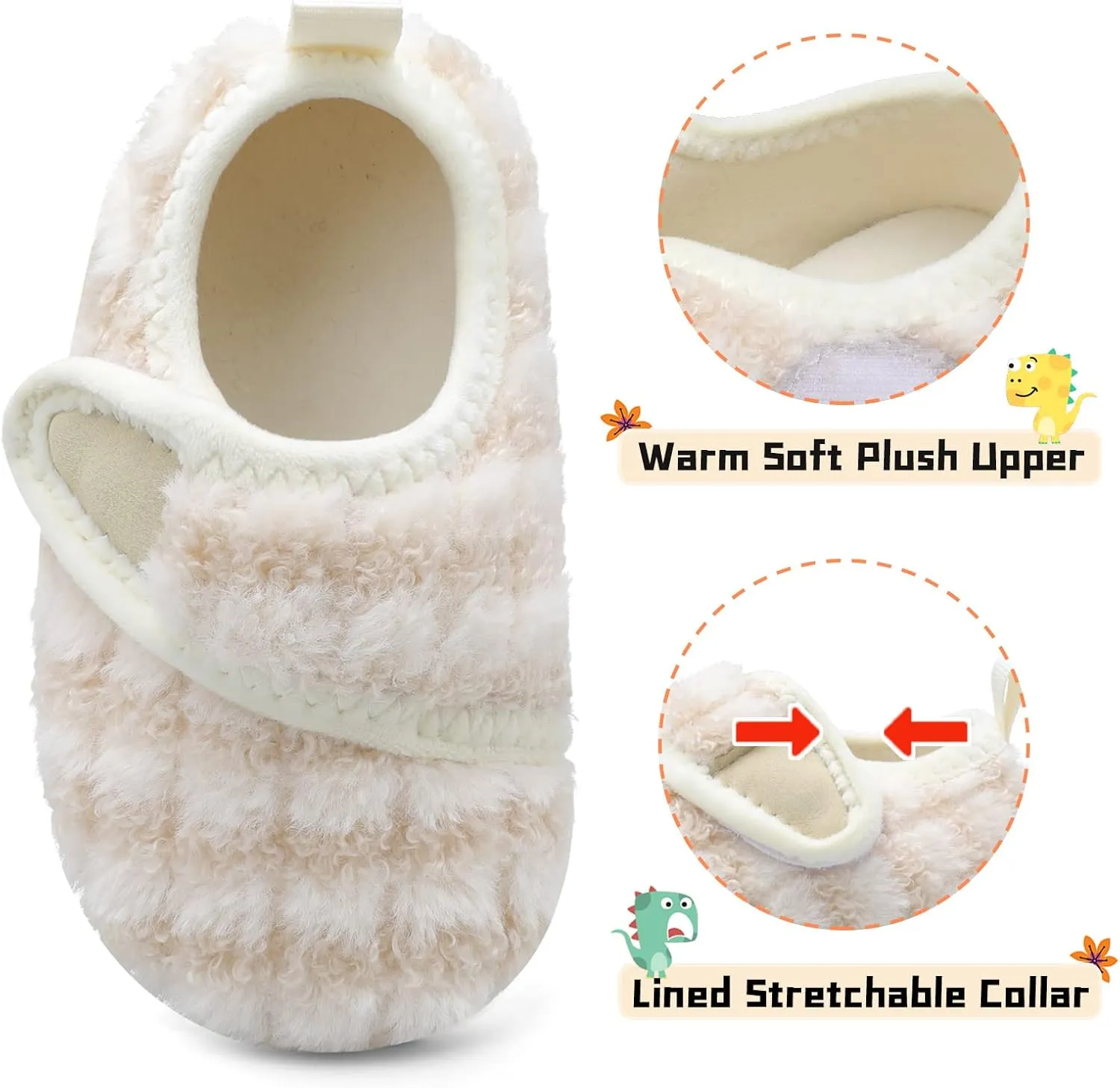 Scurtain Toddler Warm Winter House Slippers Baby Boys Girls Indoor Home Slippers Cozy Lightweight Non-Slip Shoes For Infant Kids Plush Linned