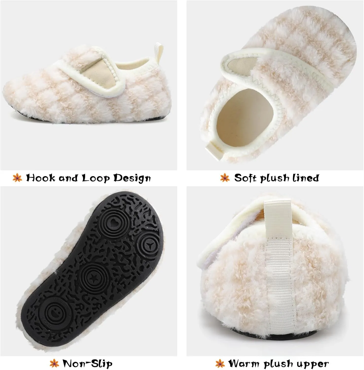 Scurtain Toddler Warm Winter House Slippers Baby Boys Girls Indoor Home Slippers Cozy Lightweight Non-Slip Shoes For Infant Kids Plush Linned