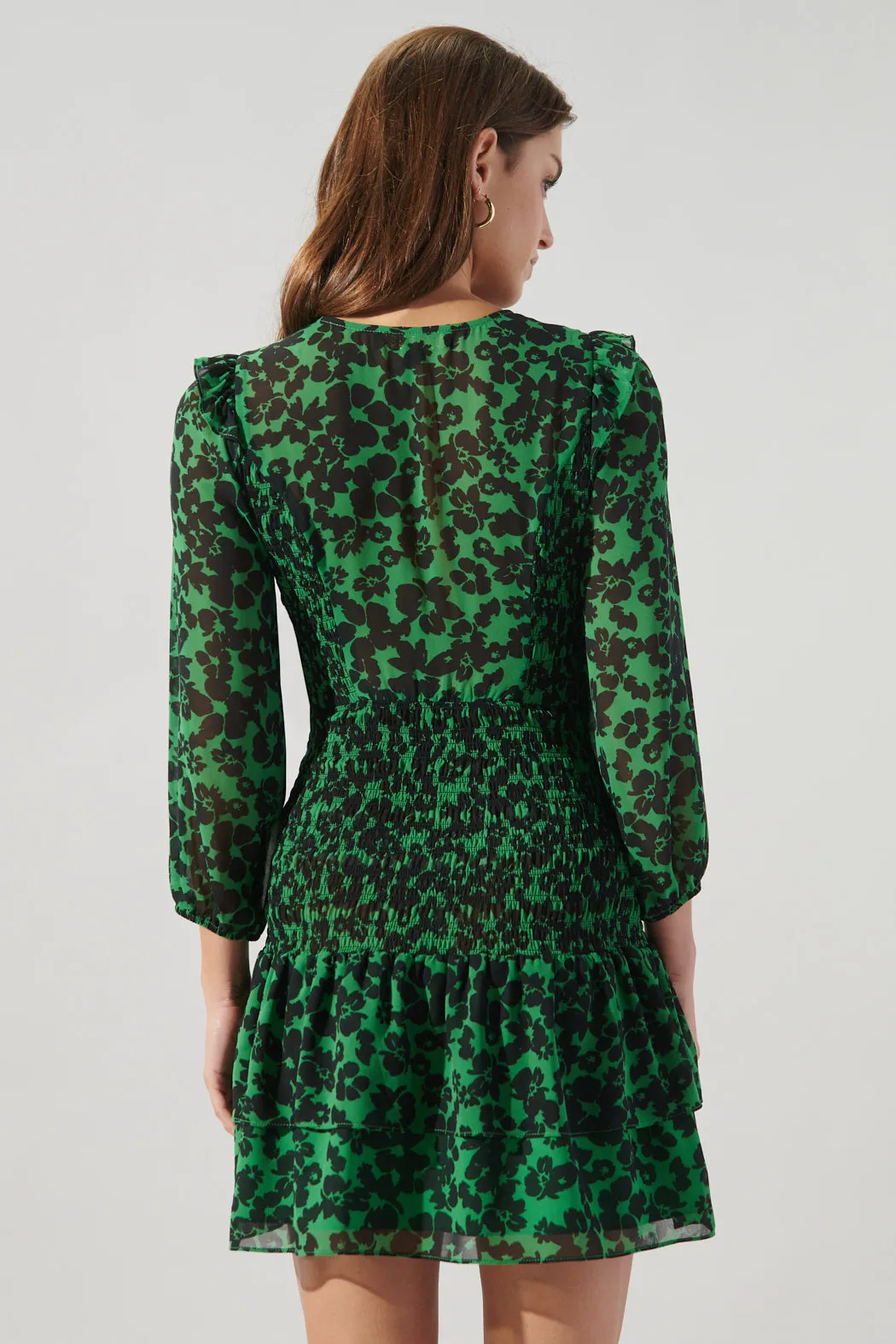 Shego Floral Smocked Drop Waist Mini Dress
