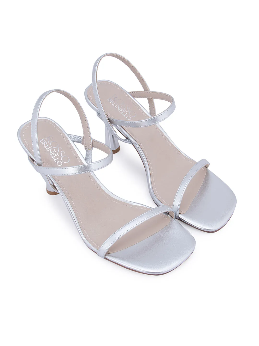 Silver Strappy Slingback Heels