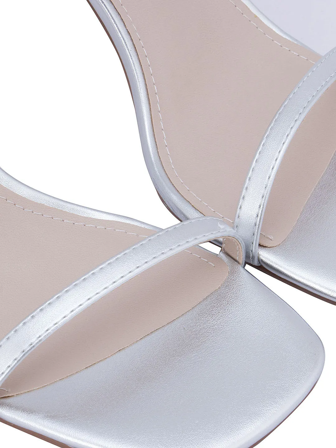 Silver Strappy Slingback Heels