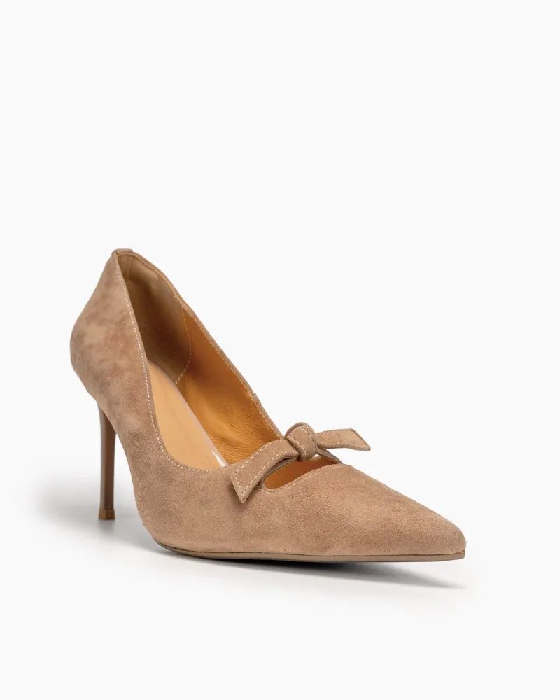 Suede Sexy Bow Tie Stiletto Heel Wedding Dress Pumps