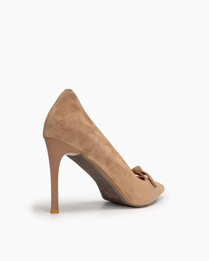 Suede Sexy Bow Tie Stiletto Heel Wedding Dress Pumps