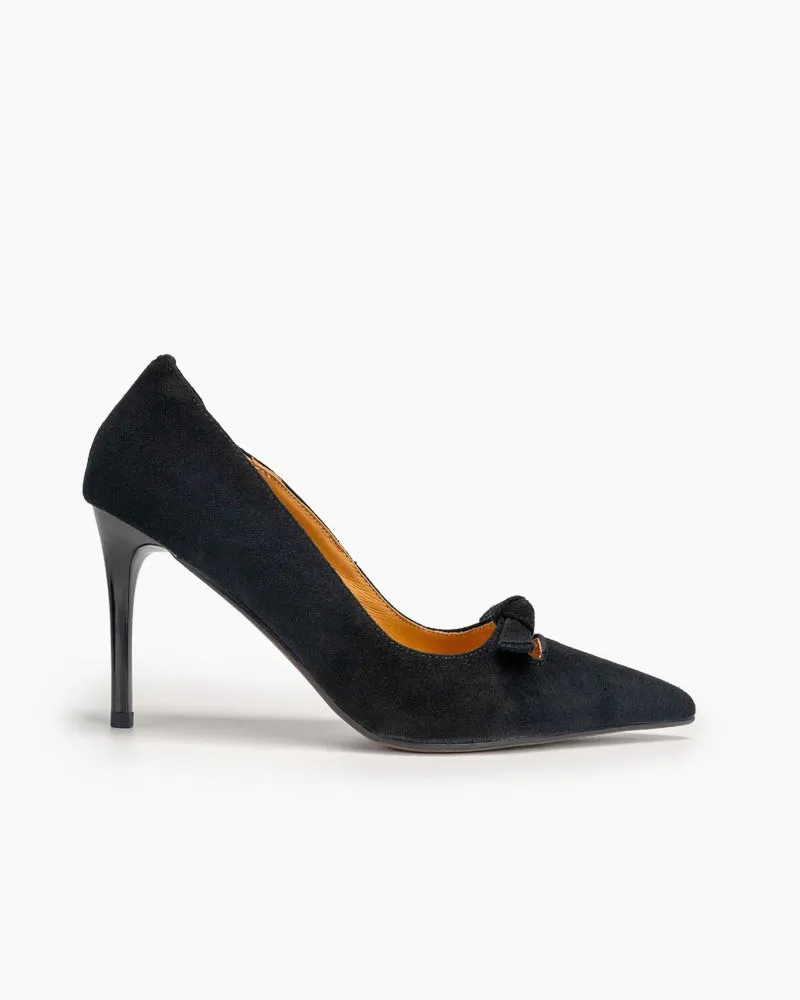 Suede Sexy Bow Tie Stiletto Heel Wedding Dress Pumps