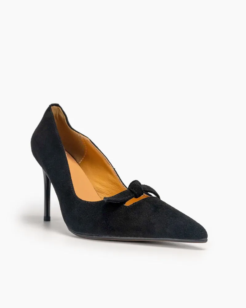 Suede Sexy Bow Tie Stiletto Heel Wedding Dress Pumps