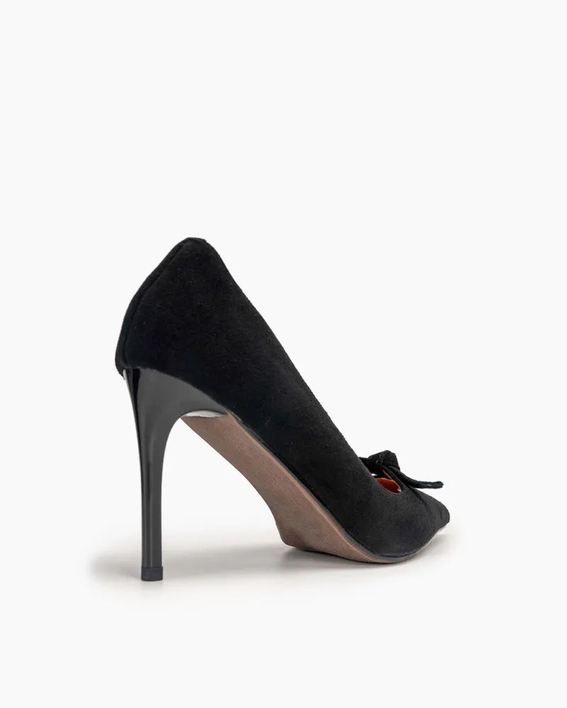 Suede Sexy Bow Tie Stiletto Heel Wedding Dress Pumps