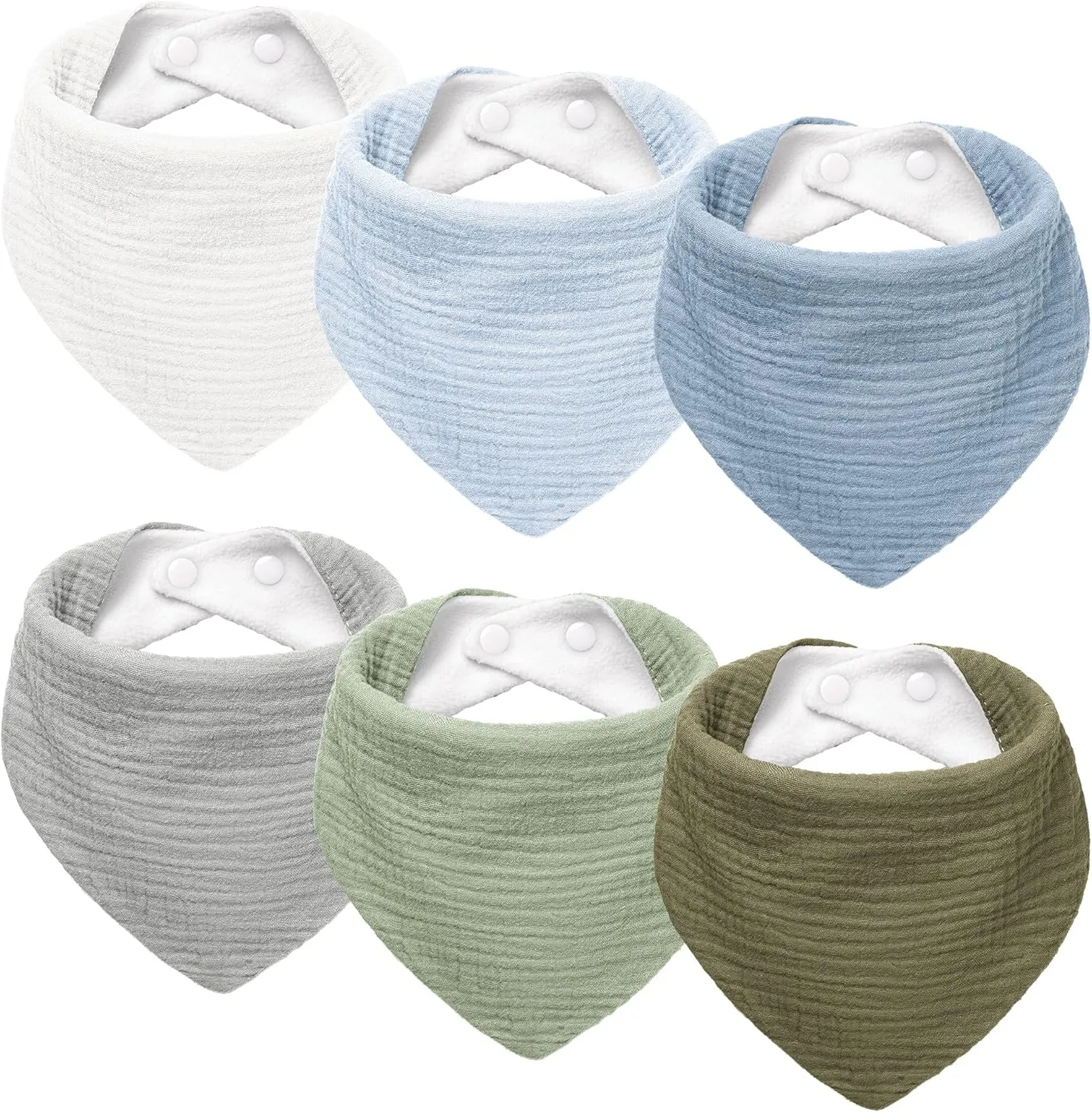 Susurration Muslin Baby Drool Bibs 6Pack Soft Triangular Adjustable Baby Bandana Bibs for Unisex Baby Girls & Boys